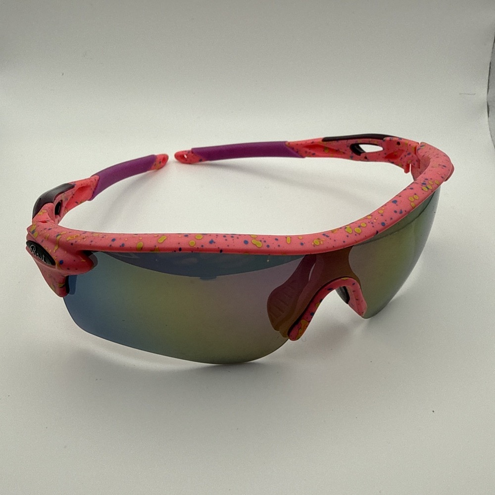 Bevi Polarized Sports Sunglasses TR2735 Unbreakable Frame -Pink/Purple Gray Lens